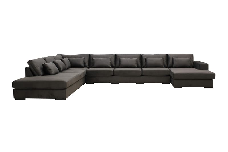 Grande Stor 7-sits U-Soffa med Divan Höger - Mörkgrå Sammet - Möbler - Soffa - U-soffa