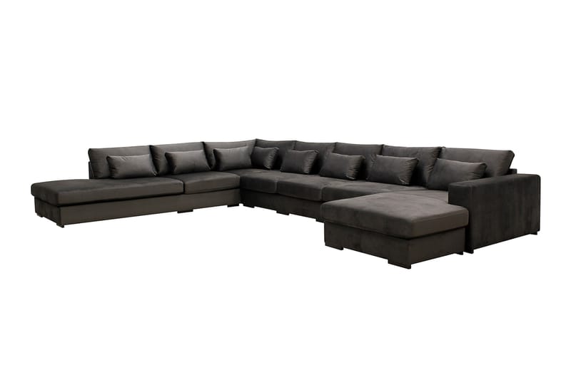 Grande Stor 7-sits U-Soffa med Divan Höger - Mörkgrå Sammet - Möbler - Soffa - U-soffa
