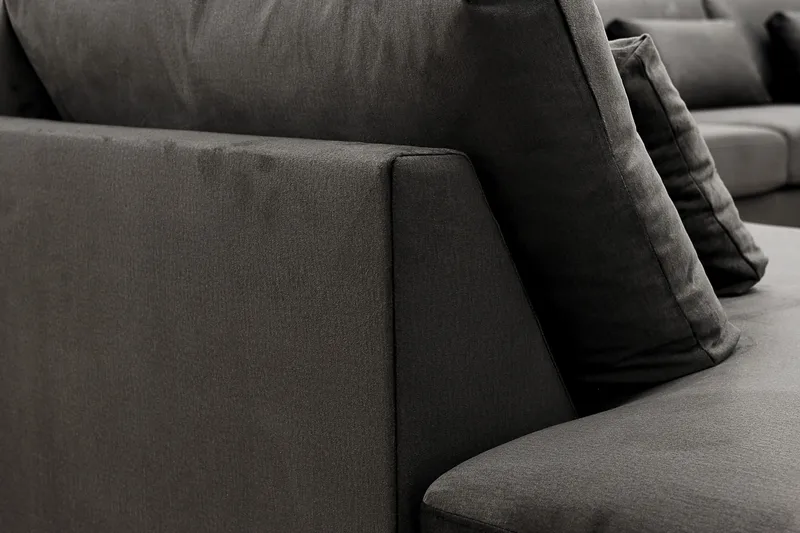 Grande Stor 7-sits U-Soffa med Divan Höger - Mörkgrå Sammet - Möbler - Soffa - Sammetssoffa