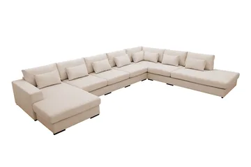Grande Stor 7-sits U-Soffa med Divan Vänster - Beige Manchester - Möbler - Soffa - Modulsoffor - Komplett modulsoffa