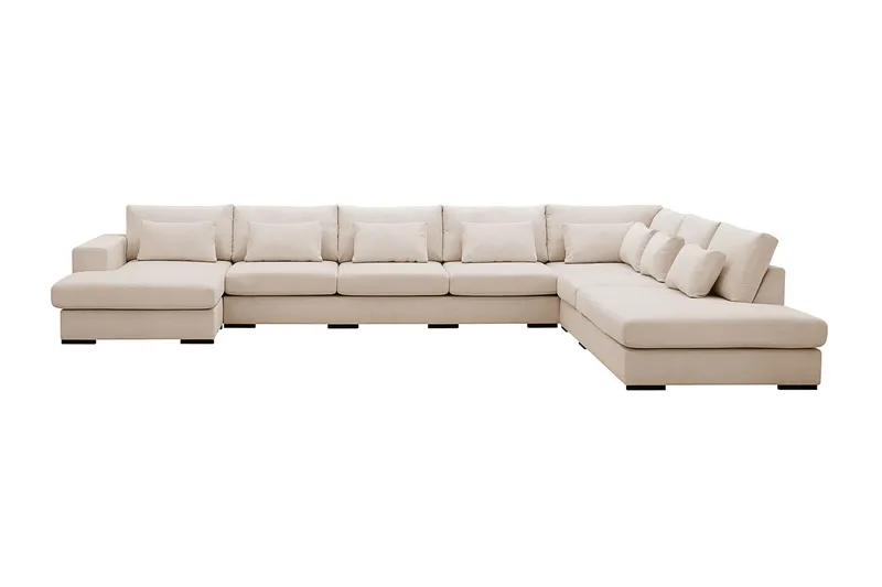 Grande Stor 7-sits U-Soffa med Divan Vänster, Beige Manchester