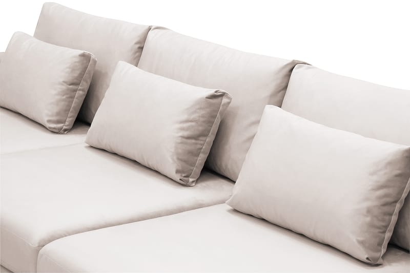 Grande Stor 7-sits U-Soffa med Divan Vänster - Beige Sammet - Möbler - Soffa - U-soffa