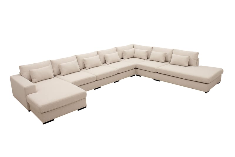 Grande Stor 7-sits U-Soffa med Divan Vänster - Beige Tyg - Möbler - Soffa - U-soffa