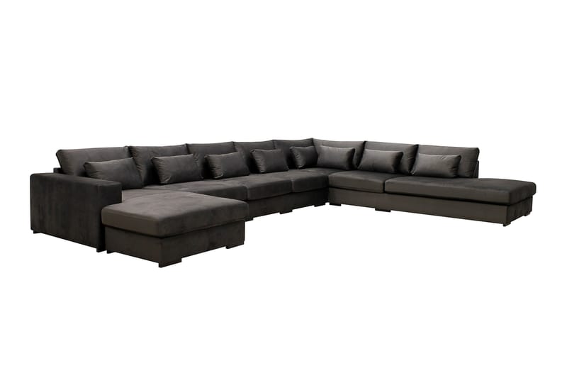 Grande Stor 7-sits U-Soffa med Divan Vänster - Mörkgrå Sammet - Möbler - Soffa - U-soffa
