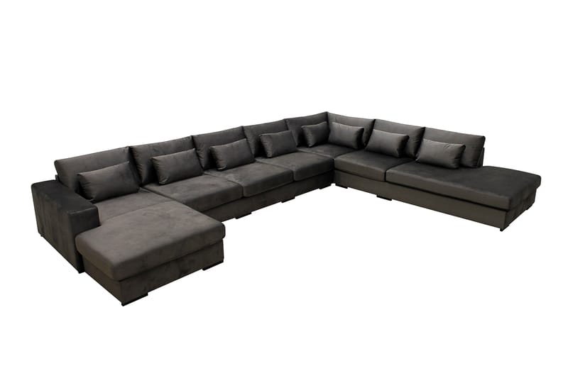 Grande Stor 7-sits U-Soffa med Divan Vänster - Mörkgrå Sammet - Möbler - Soffa - U-soffa