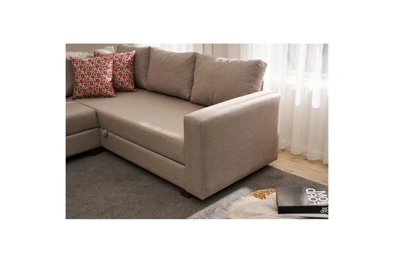 Hörnbäddsoffa Iroulport Vänster Beige - Beige - Möbler - Soffa - Bäddsoffa