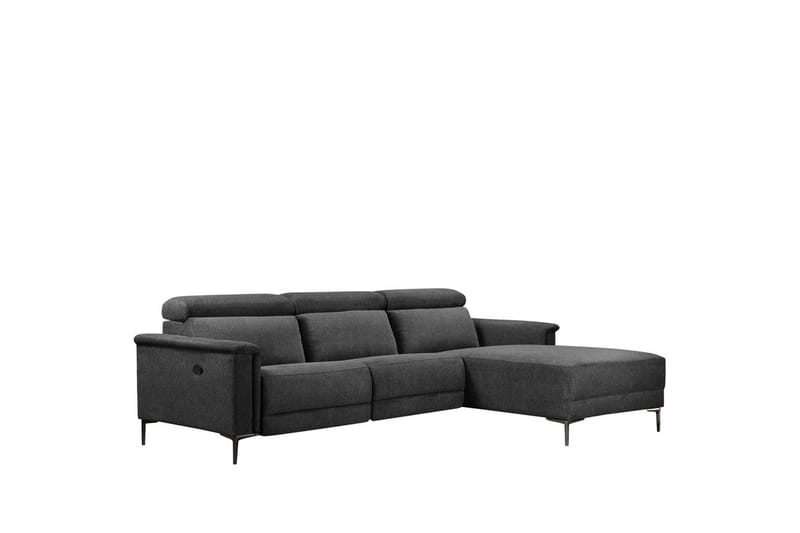 Hörnsoffa 3-sits Lund Antracit, Belfast tyg, Höger manuell vilstol - Antracit, Belfast tyg, Höger manuell vilstol - Möbler - Soffa - Biosoffa & reclinersoffa