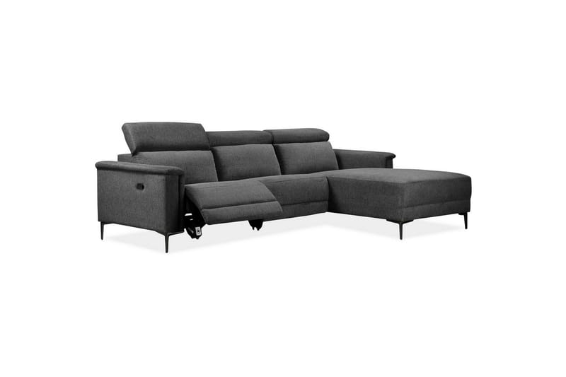 Hörnsoffa 3-sits Lund Antracit, Belfast tyg, Höger manuell vilstol - Antracit, Belfast tyg, Höger manuell vilstol - Möbler - Soffa - Biosoffa & reclinersoffa