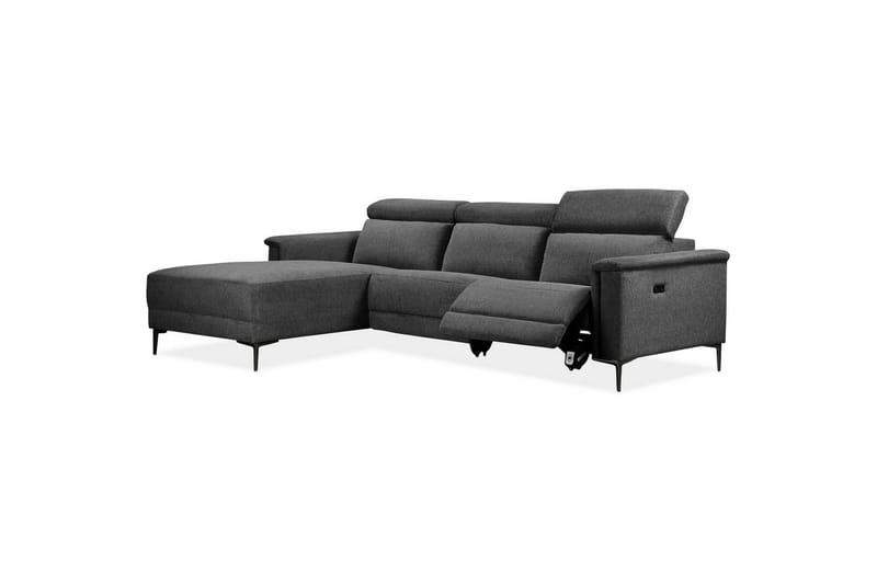 Hörnsoffa 3-sits Lund Antracit, Belfast tyg, Vänster Elektrisk Fåtölj - Antracit, Belfast tyg, Vänster Elektrisk Fåtölj - Möbler - Soffa - Biosoffa & reclinersoffa