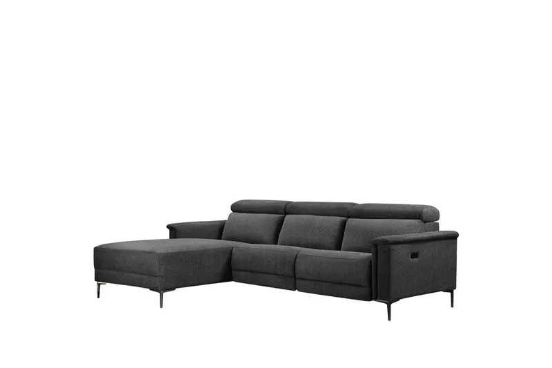 Hörnsoffa 3-sits Lund Antracit, Belfast tyg, Vänster Elektrisk Fåtölj - Antracit, Belfast tyg, Vänster Elektrisk Fåtölj - Möbler - Soffa - Biosoffa & reclinersoffa