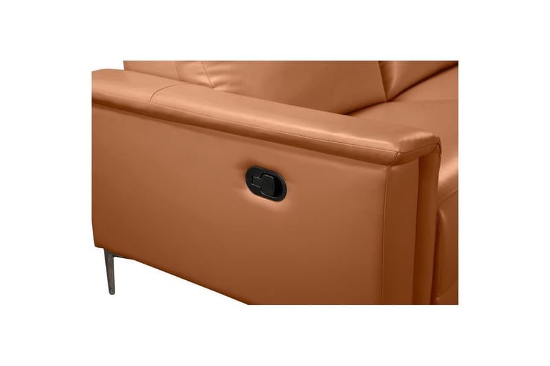 Hörnsoffa 3-sits Lund Cognac, Läder/PU, Höger manuell vilstol - Cognac, Läder/PU, Höger manuell vilstol - Möbler - Soffa - Skinnsoffor