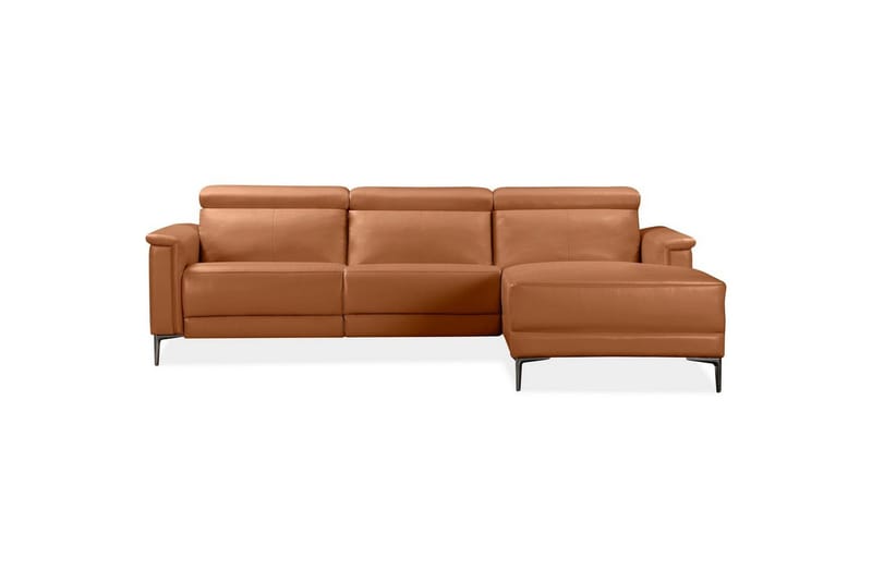 Hörnsoffa 3-sits Lund Cognac, Läder/PU, Höger manuell vilstol - Cognac, Läder/PU, Höger manuell vilstol - Möbler - Soffa - Skinnsoffor