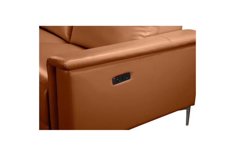 Hörnsoffa 3-sits Lund Cognac, Läder/PU, Vänster Elektrisk Fåtölj - Cognac, Läder/PU, Vänster Elektrisk Fåtölj - Möbler - Soffa - Skinnsoffor
