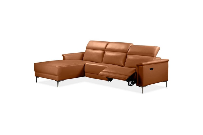 Hörnsoffa 3-sits Lund Cognac, Läder/PU, Vänster Elektrisk Fåtölj - Cognac, Läder/PU, Vänster Elektrisk Fåtölj - Möbler - Soffa - Skinnsoffor