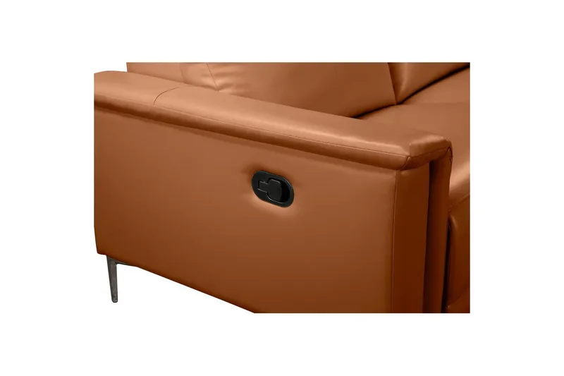 Hörnsoffa 3-sits Lund Cognac, PU, Höger manuell vilstol - Cognac, PU, Höger manuell vilstol - Möbler - Soffa - Skinnsoffor