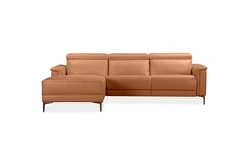 Hörnsoffa 3-sits Lund Cognac, PU, Vänster Manuell Fåtölj - Cognac, PU, Vänster Manuell Fåtölj - Möbler - Soffa - Skinnsoffor