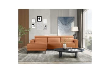 Hörnsoffa 3-sits Lund Cognac, PU, Vänster Manuell Fåtölj - Cognac, PU, Vänster Manuell Fåtölj - Möbler - Soffa - Skinnsoffor