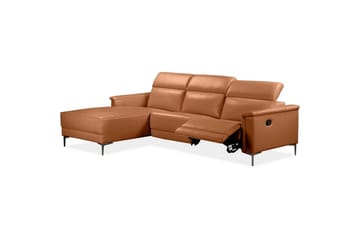 Hörnsoffa 3-sits Lund Cognac, PU, Vänster Manuell Fåtölj - Cognac, PU, Vänster Manuell Fåtölj - Möbler - Soffa - Skinnsoffor