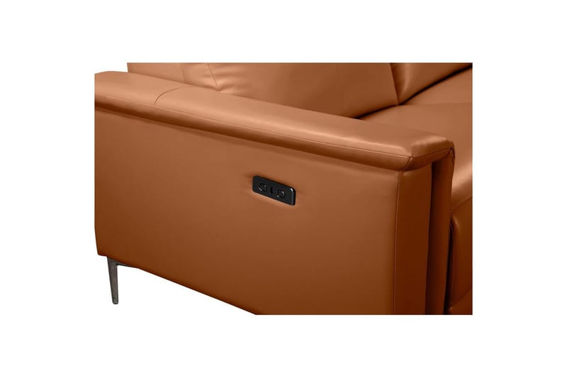 Hörnsoffa 3-sits Lund Cognac, PU, Höger elektrisk vilstol - Cognac, PU, Höger elektrisk vilstol - Möbler - Soffa - Skinnsoffor