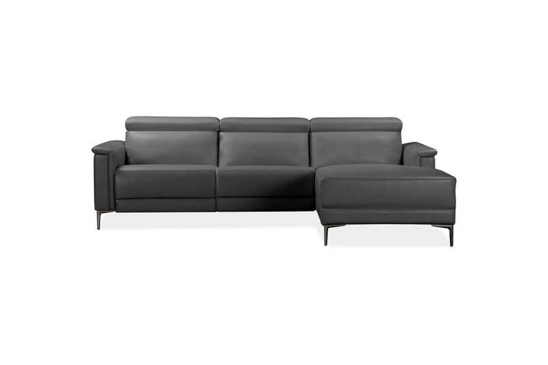 Hörnsoffa 3-sits Lund Grå, Läder/PU, Höger manuell vilstol - Grå, Läder/PU, Höger manuell vilstol - Möbler - Soffa - Skinnsoffor