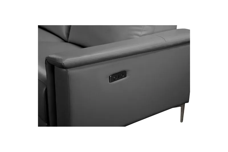 Hörnsoffa 3-sits Lund Grå, Läder/PU, Vänster Elektrisk Fåtölj - Grå, Läder/PU, Vänster Elektrisk Fåtölj - Möbler - Soffa - Skinnsoffor