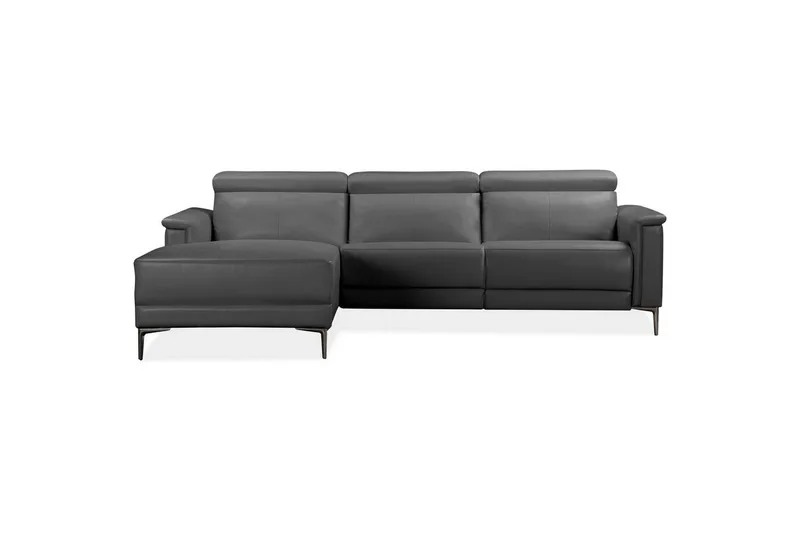 Hörnsoffa 3-sits Lund Grå, Läder/PU, Vänster Elektrisk Fåtölj - Grå, Läder/PU, Vänster Elektrisk Fåtölj - Möbler - Soffa - Skinnsoffor