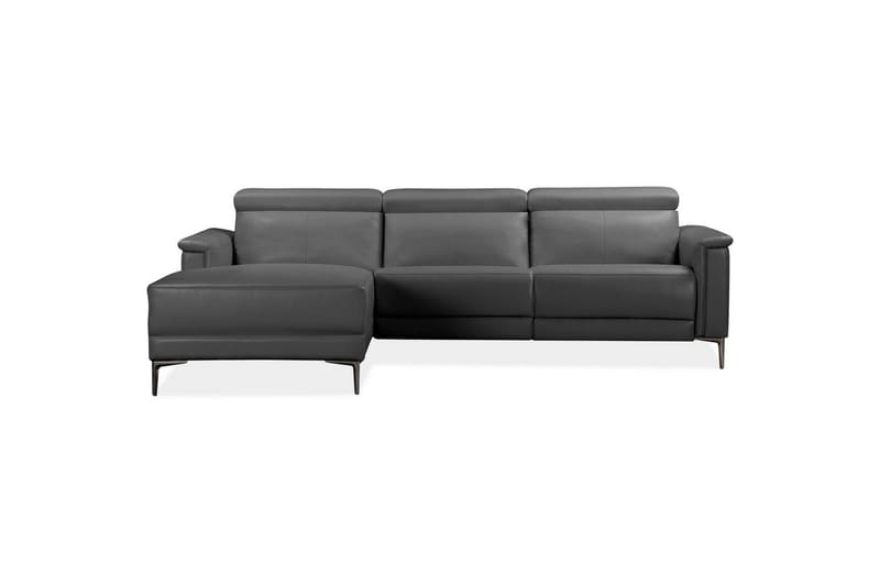 Hörnsoffa 3-sits Lund Grå, Läder/PU, Vänster Elektrisk Fåtölj - Grå, Läder/PU, Vänster Elektrisk Fåtölj - Möbler - Soffa - Skinnsoffor