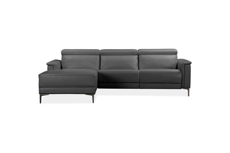 Hörnsoffa 3-sits Lund Grå, Läder/PU, Vänster Manuell Fåtölj - Grå, Läder/PU, Vänster Manuell Fåtölj - Möbler - Soffa - Skinnsoffor