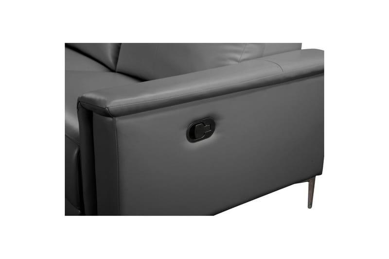 Hörnsoffa 3-sits Lund Grå, Läder/PU, Vänster Manuell Fåtölj - Grå, Läder/PU, Vänster Manuell Fåtölj - Möbler - Soffa - Skinnsoffor