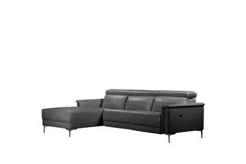 Hörnsoffa 3-sits Lund Grå, PU, Vänster Elektrisk Fåtölj