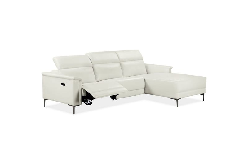 Hörnsoffa 3-sits Lund Kräm, PU, Höger elektrisk vilstol - Kräm, PU, Höger elektrisk vilstol - Möbler - Soffa - Skinnsoffor