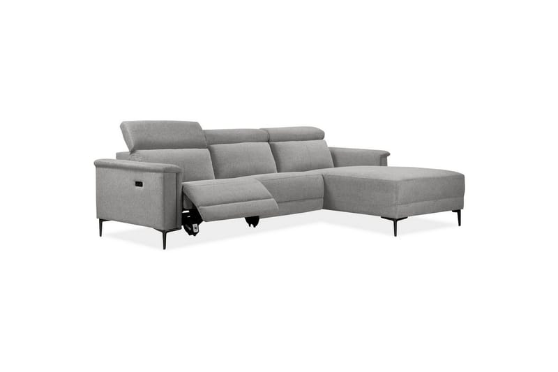 Hörnsoffa 3-sits Lund Ljusgrå, Belfast tyg, Höger elektrisk vilstol - Ljusgrå, Belfast tyg, Höger elektrisk vilstol - Möbler - Soffa - Biosoffa & reclinersoffa