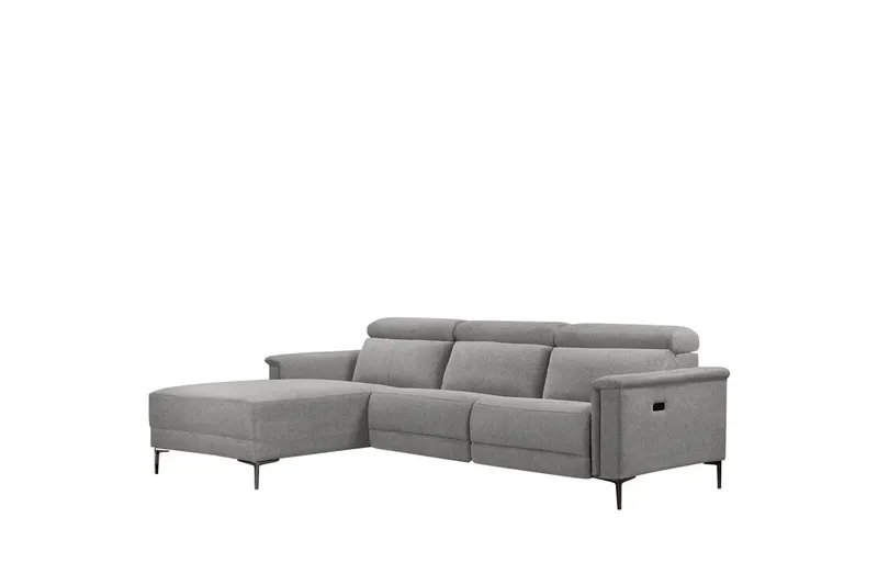 Hörnsoffa 3-sits Lund Ljusgrå, Belfast tyg, Vänster Elektrisk Fåtölj - Ljusgrå, Belfast tyg, Vänster Elektrisk Fåtölj - Möbler - Soffa - Biosoffa & reclinersoffa