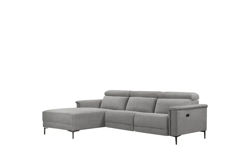 Hörnsoffa 3-sits Lund Ljusgrå, Belfast tyg, Vänster Manuell Fåtölj - Ljusgrå, Belfast tyg, Vänster Manuell Fåtölj - Möbler - Soffa - Biosoffa & reclinersoffa