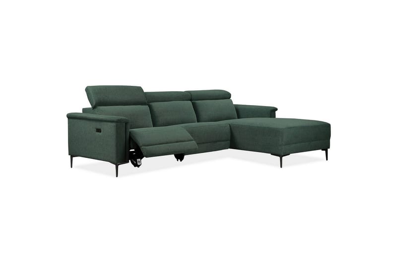 Hörnsoffa 3-sits Lund Mörkgrön, Belfast tyg, Höger elektrisk vilstol - Mörkgrön, Belfast tyg, Höger elektrisk vilstol - Möbler - Soffa - Biosoffa & reclinersoffa
