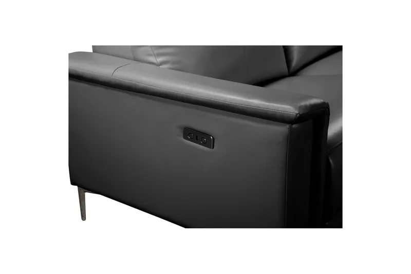 Hörnsoffa 3-sits Lund Svart, Läder/PU, Höger elektrisk vilstol - Svart, Läder/PU, Höger elektrisk vilstol - Möbler - Soffa - Skinnsoffor