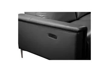 Hörnsoffa 3-sits Lund Svart, Läder/PU, Höger elektrisk vilstol - Svart, Läder/PU, Höger elektrisk vilstol - Möbler - Soffa - Skinnsoffor