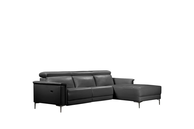 Hörnsoffa 3-sits Lund Svart, Läder/PU, Höger elektrisk vilstol - Svart, Läder/PU, Höger elektrisk vilstol - Möbler - Soffa - Skinnsoffor