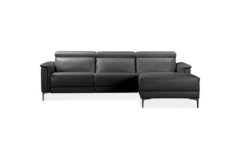 Hörnsoffa 3-sits Lund Svart, Läder/PU, Höger elektrisk vilstol - Svart, Läder/PU, Höger elektrisk vilstol - Möbler - Soffa - Skinnsoffor