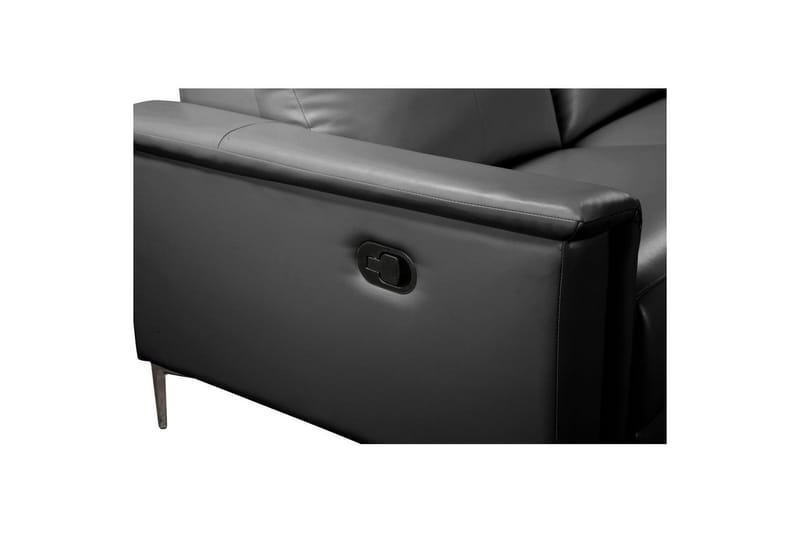 Hörnsoffa 3-sits Lund Svart, Läder/PU, Höger manuell vilstol - Svart, Läder/PU, Höger manuell vilstol - Möbler - Soffa - Skinnsoffor