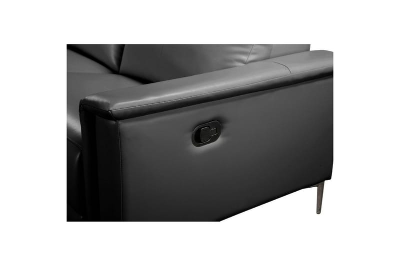 Hörnsoffa 3-sits Lund Svart, Läder/PU, Vänster Manuell Fåtölj - Svart, Läder/PU, Vänster Manuell Fåtölj - Möbler - Soffa - Skinnsoffor