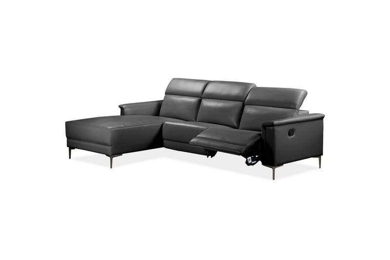 Hörnsoffa 3-sits Lund Svart, Läder/PU, Vänster Manuell Fåtölj - Svart, Läder/PU, Vänster Manuell Fåtölj - Möbler - Soffa - Skinnsoffor