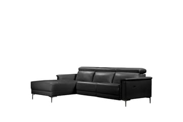 Hörnsoffa 3-sits Lund Svart, PU, Vänster Elektrisk Fåtölj