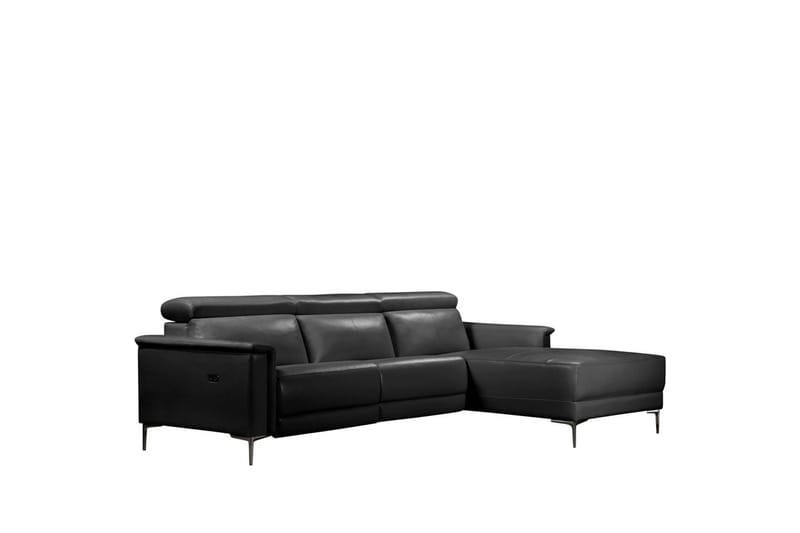 Hörnsoffa 3-sits Lund Svart, PU, Höger elektrisk vilstol - Svart, PU, Höger elektrisk vilstol - Möbler - Soffa - Biosoffa & reclinersoffa