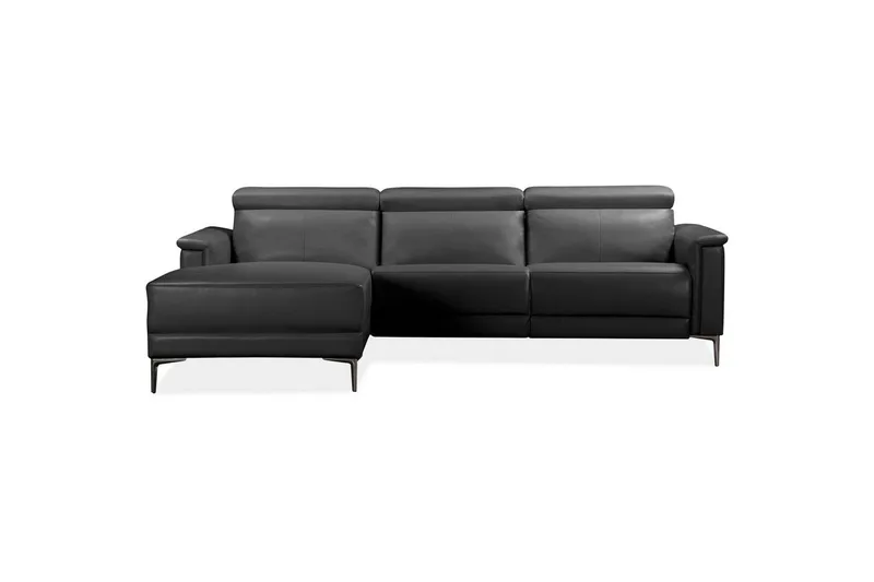 Hörnsoffa 3-sits Lund Svart, PU, Vänster Elektrisk Fåtölj - Svart, PU, Vänster Elektrisk Fåtölj - Möbler - Soffa - Skinnsoffor