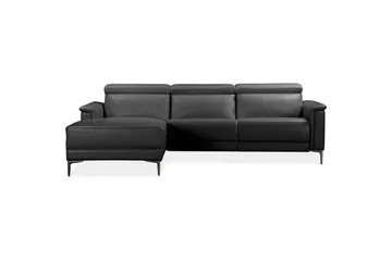 Hörnsoffa 3-sits Lund Svart, PU, Vänster Elektrisk Fåtölj - Svart, PU, Vänster Elektrisk Fåtölj - Möbler - Soffa - Skinnsoffor
