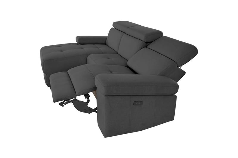 Hörnsoffa 3-sits Rayland Antracit, Sunday tyg, Vänster Elektrisk Fåtölj - Antracit, Sunday tyg, Vänster Elektrisk Fåtölj - Möbler - Soffa - Biosoffa & reclinersoffa
