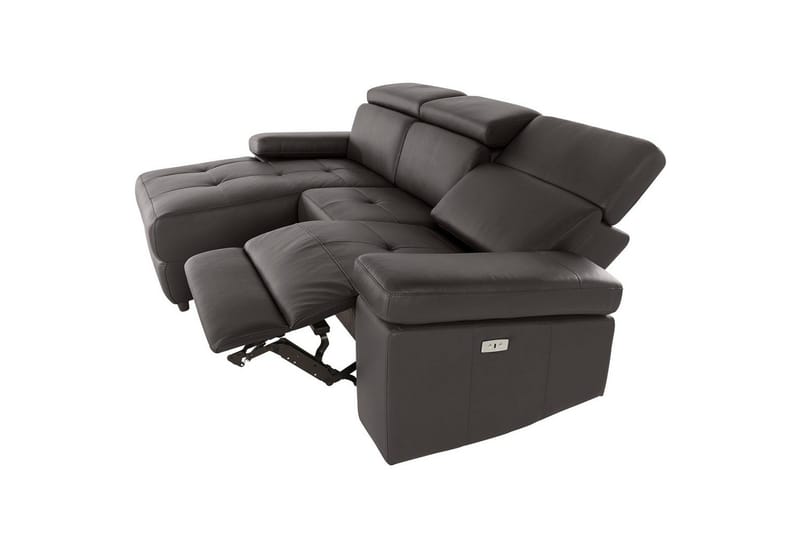 Hörnsoffa 3-sits Rayland Brun, Läder/PU, Vänster Elektrisk Fåtölj - Brun, Läder/PU, Vänster Elektrisk Fåtölj - Möbler - Soffa - Skinnsoffor