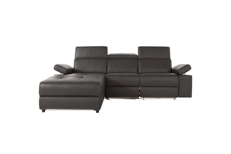 Hörnsoffa 3-sits Rayland Brun, Läder/PU, Vänster Elektrisk Fåtölj - Brun, Läder/PU, Vänster Elektrisk Fåtölj - Möbler - Soffa - Skinnsoffor