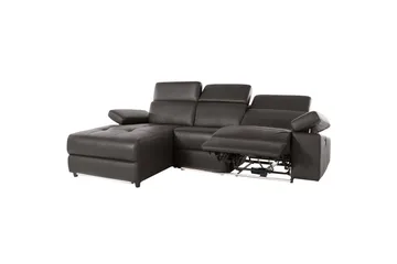 Hörnsoffa 3-sits Rayland Brun, Läder/PU, Vänster Elektrisk Fåtölj - Brun, Läder/PU, Vänster Elektrisk Fåtölj - Möbler - Soffa - Skinnsoffor